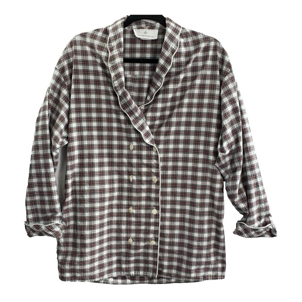 EILEEN WESTβ Women Button Up Sleep Shirt Sz Petite Multicolor Long Sleeve 39-7